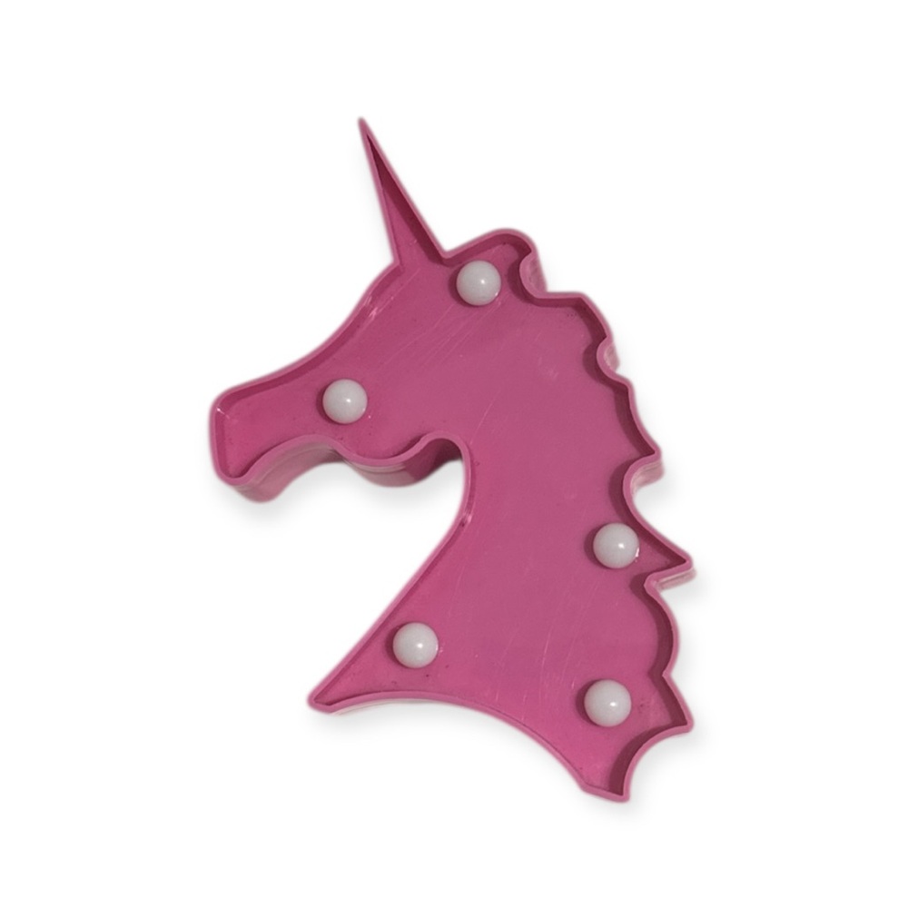 HOME Unicorn LED Night Light Pink Plastic Lamp Battery Wall Toy 6”